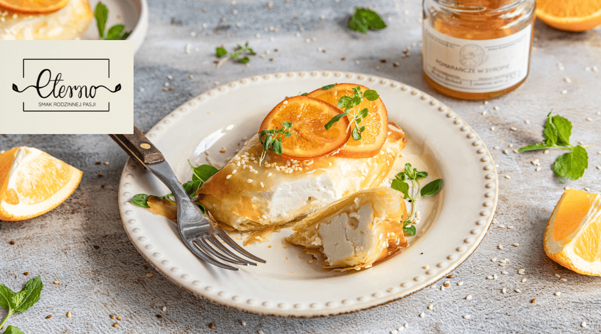 Feta zapiekana w filo z pomarańczami
