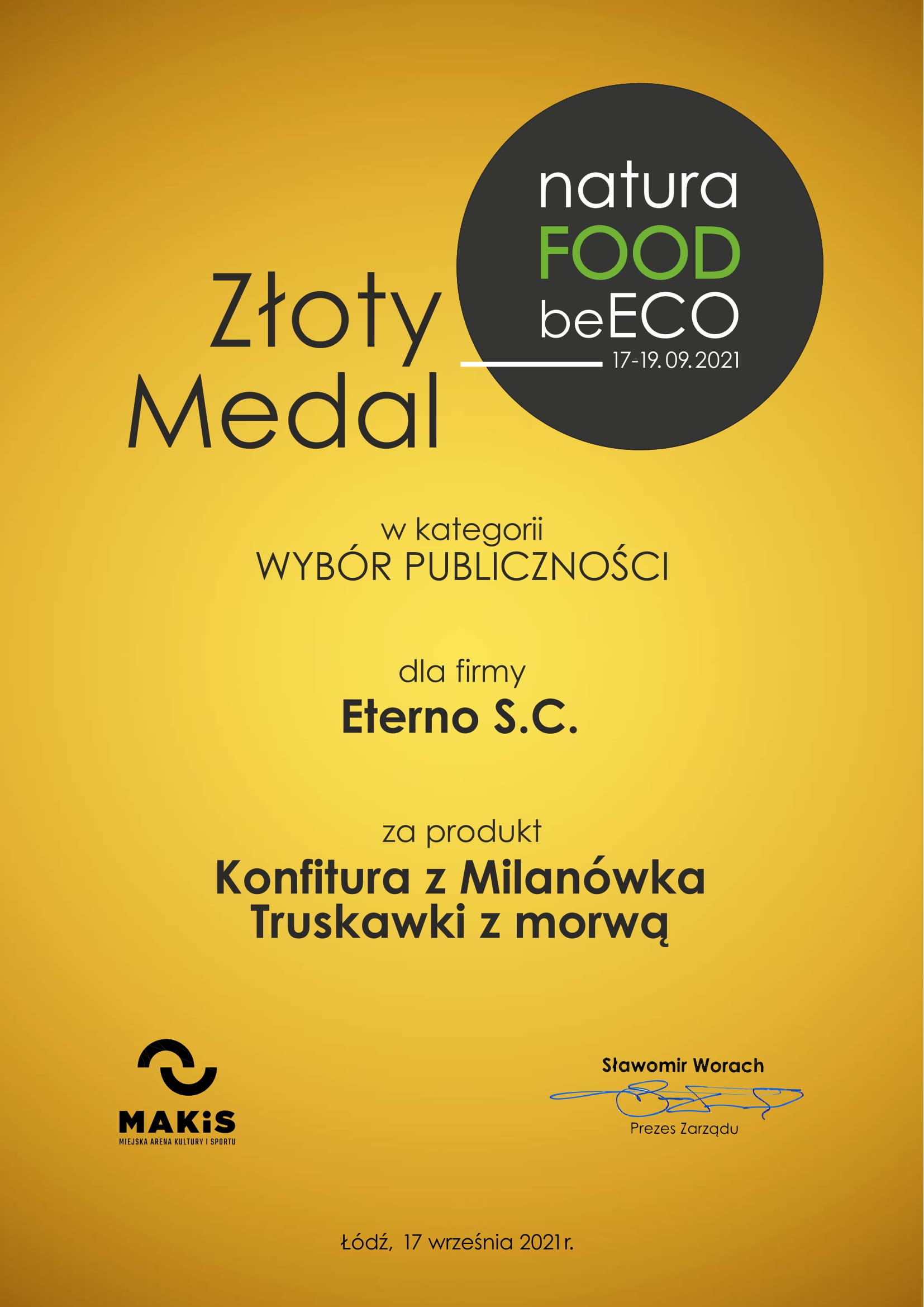 Złoty Medal Targów Natura Food 2021