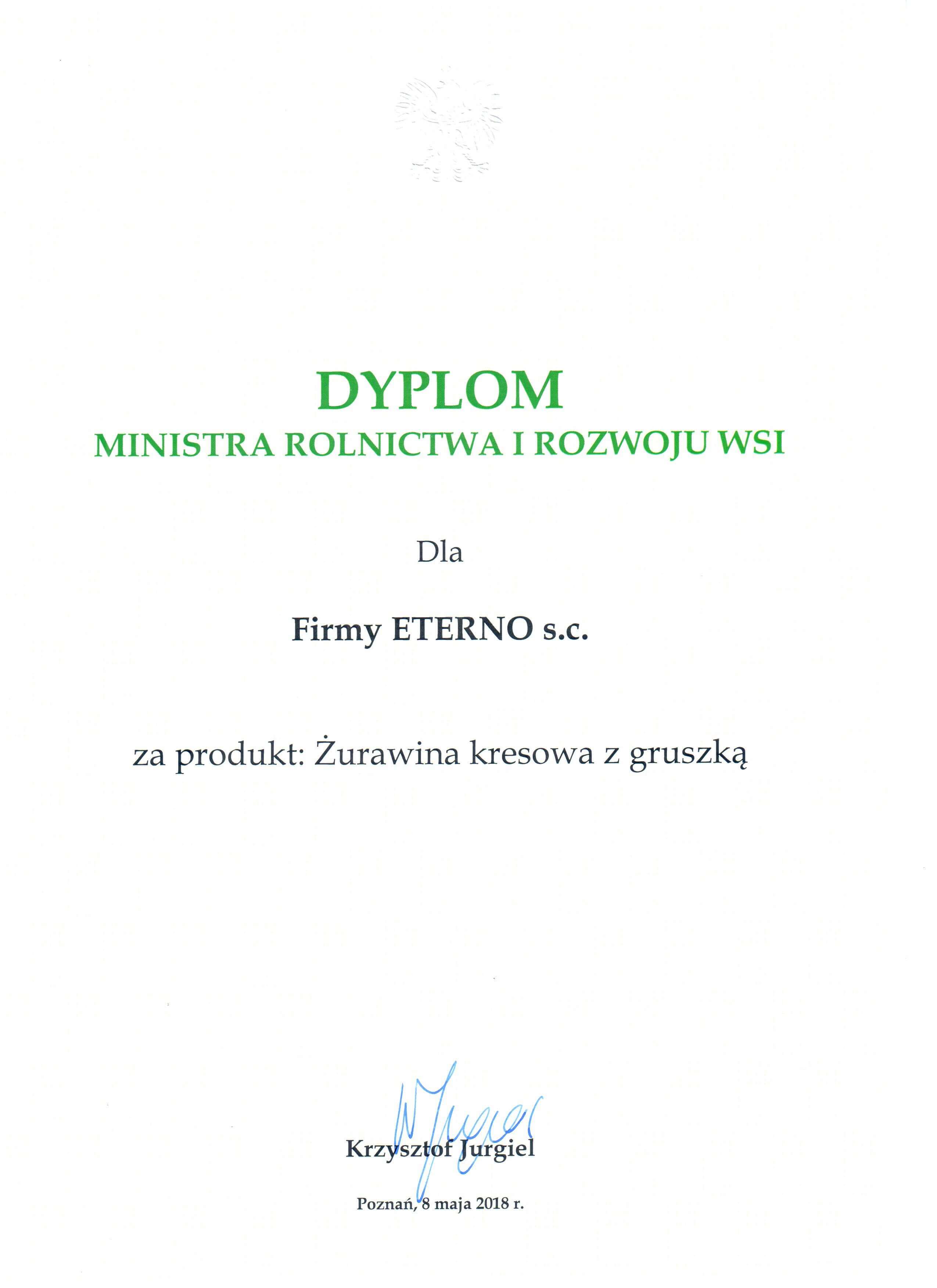 Polski Producent Żywności Dyplom Ministra